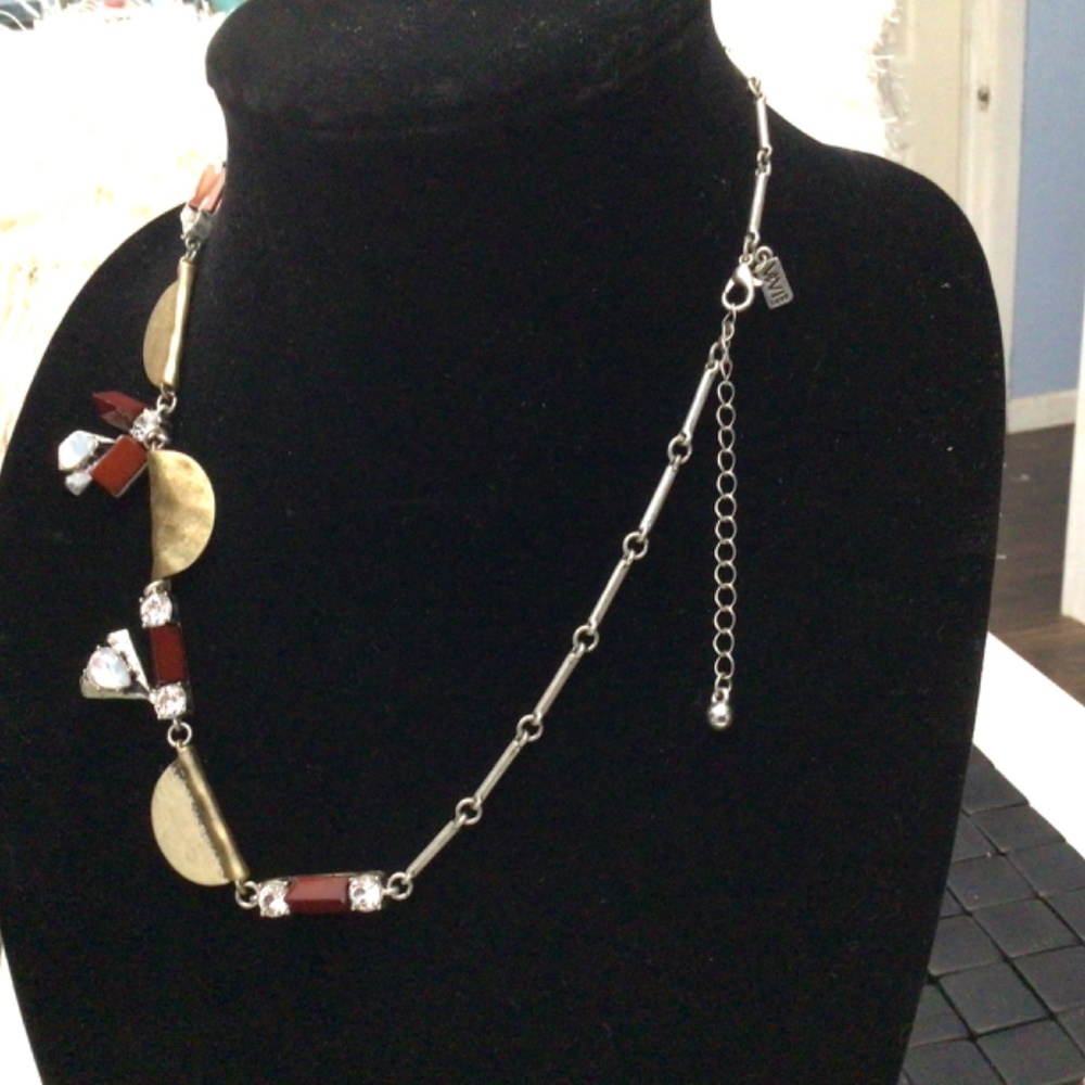 Vivi Genuine Crystal Necklace Silver In Gold. Costume jewelry - Picture 3 of 3